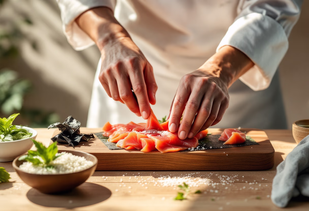image of a cooking demonstration at a japanese restaurant