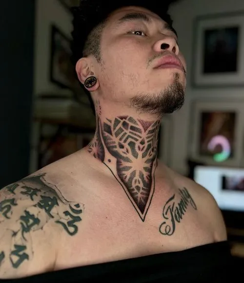 Geometric Neck Tattoo