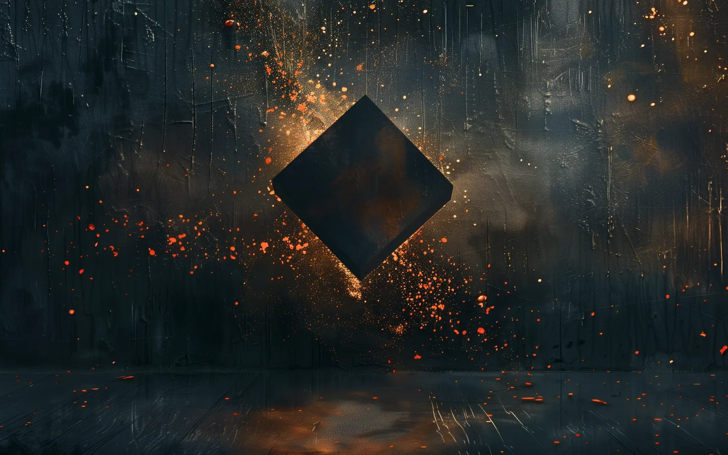 Reduktion im Design, minimales Design, Quader im leeren Raum