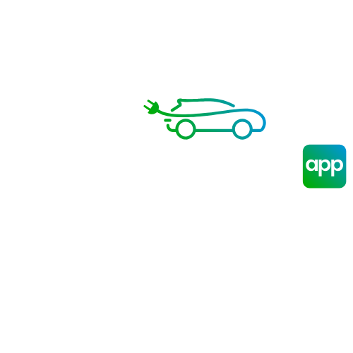 Logo of iCharge app with an electric car icon and the slogan 'PLUG • PLAY • DRIVE'.