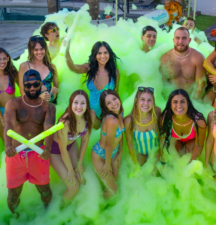 Backyard foam party area ready for Foam-Nado