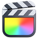 Icon of Final Cut Pro. A film clapperboard with a rainbow-colored bottom representing video editing software.