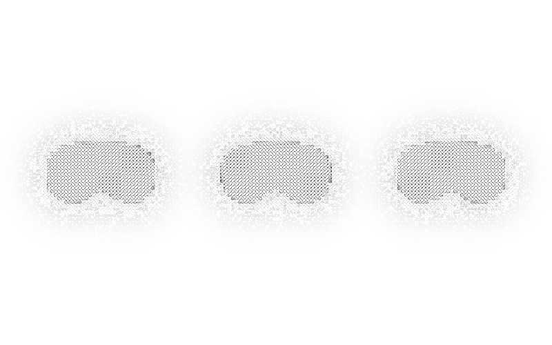 Three horizontally aligned Apple Vision Pro with a subtle gradient and drop shadow on a transparent background.