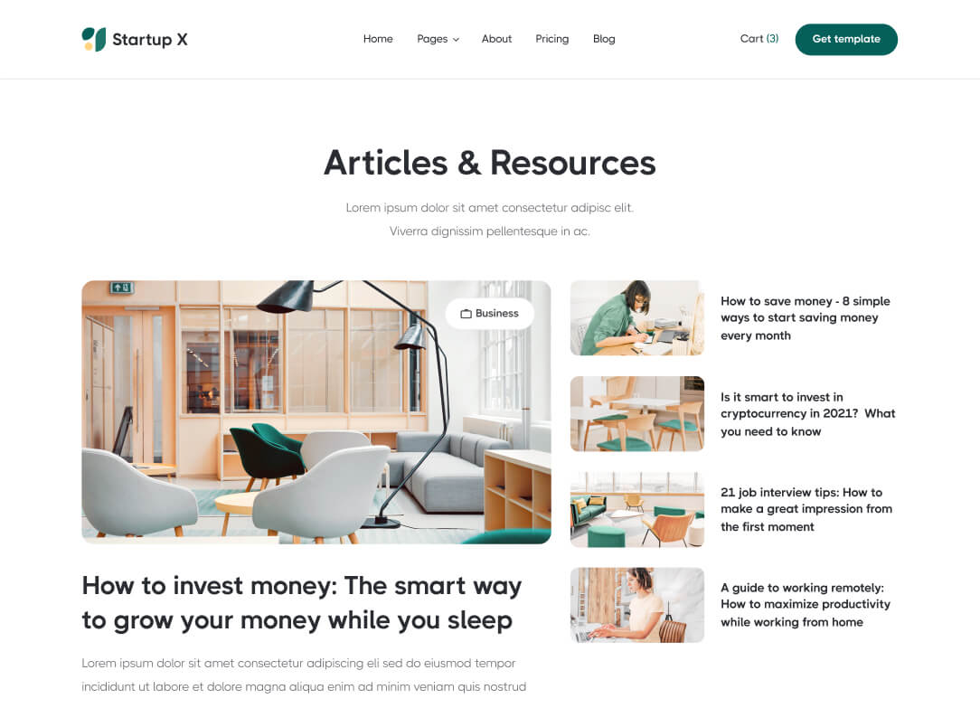 Blog - Startup X Webflow Template