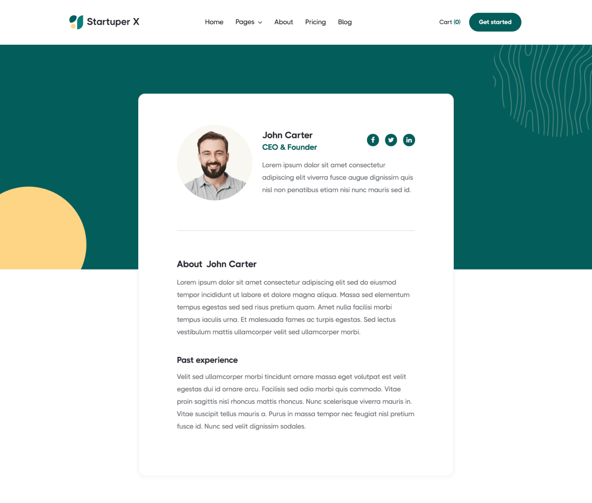 Team Single - Startuper X Webflow Template