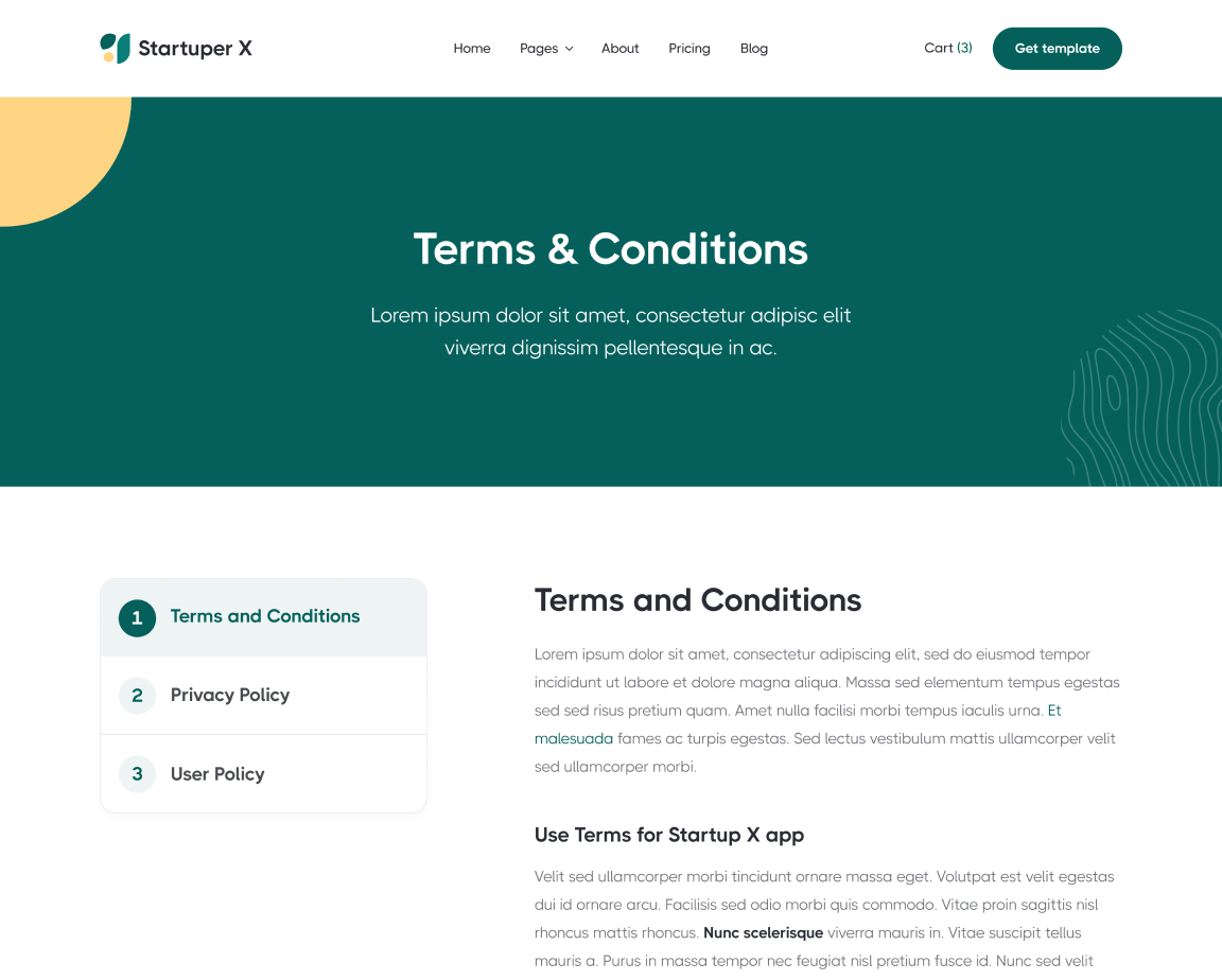 Terms And Conditions - Startuper X Webflow Template