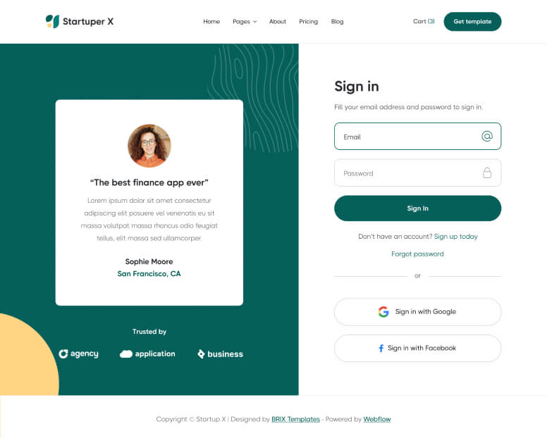 Sign In - Startuper X Webflow Template