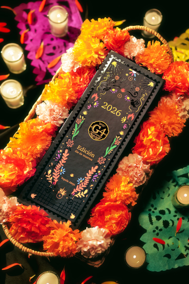 G4 Día de Muertos box detail with marigolds