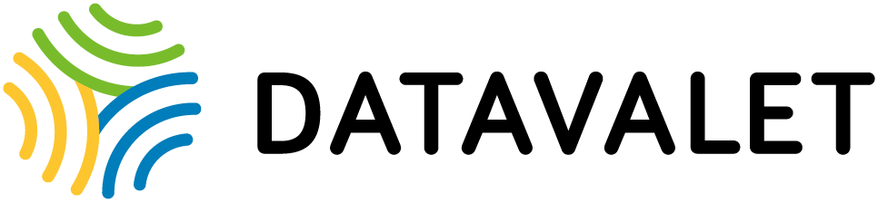 Datavalet logo with a stylized multi-colored wireless signal icon in green, blue, and yellow next to bold black text reading DATAVALET.