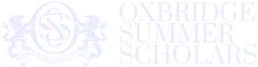 Logo with ornate S and text 'Oxbridge Summer Scholars' in white on dark background.