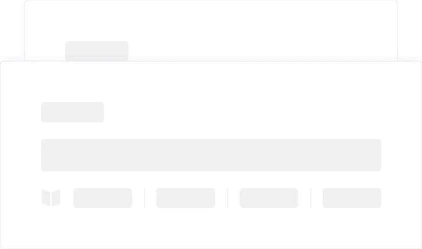 Blank user interface card with gray placeholders for text, buttons, and a small icon on white background.