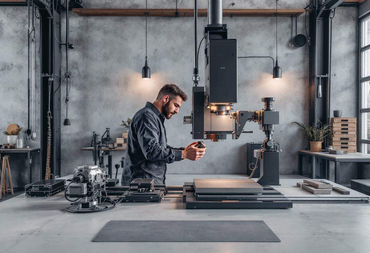image of workers at machining station: scene 4