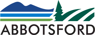 City of Abbotsford logo with stylized blue mountains, green tree, and green hillside above the text 'ABBOTSFORD'.