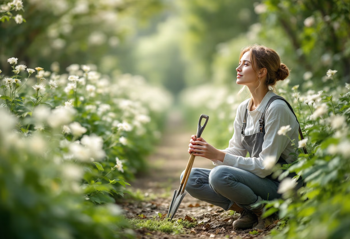 image of an individual landscaper with tools