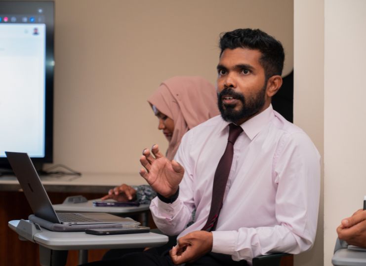 A learner speaking during a session