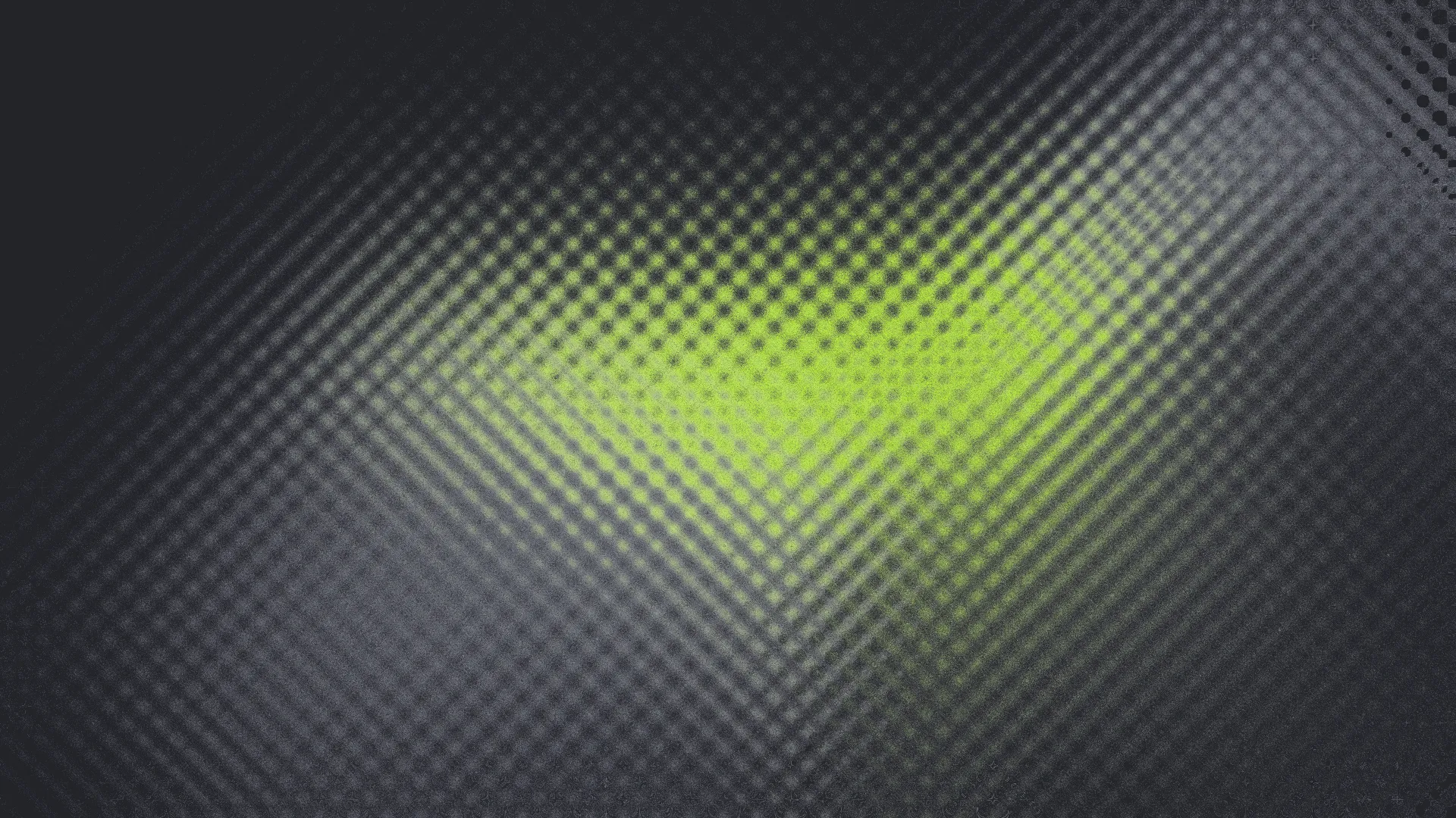 Fondo abstracto de patrón de rejilla con tonos oscuros y un núcleo luminoso central en colores verde fosforescente y gris.