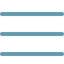 Hamburger menu icon with three horizontal blue lines on a white background.