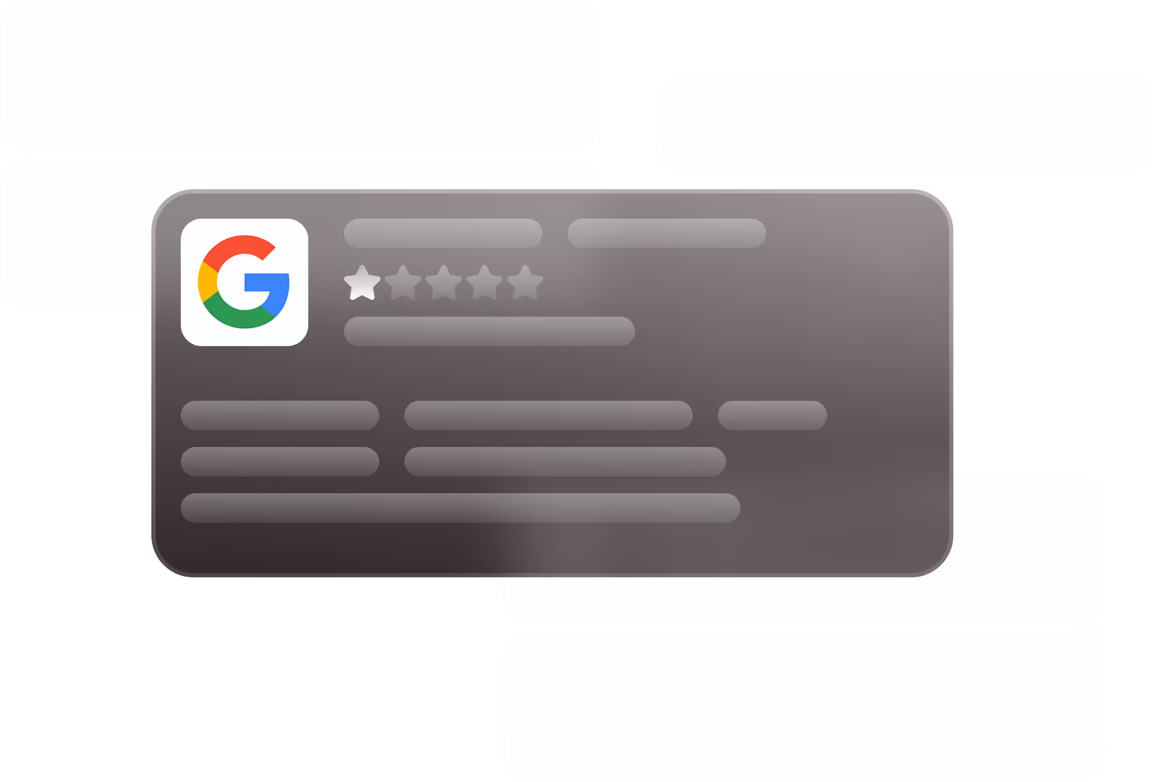 Google review card showing a one-star rating with blurred user comment and details.