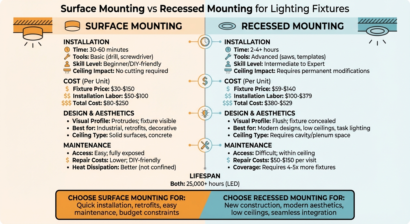 Surface vs Recessed Lighting: Complete Comparison Guide