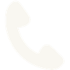 White telephone handset icon on transparent background.