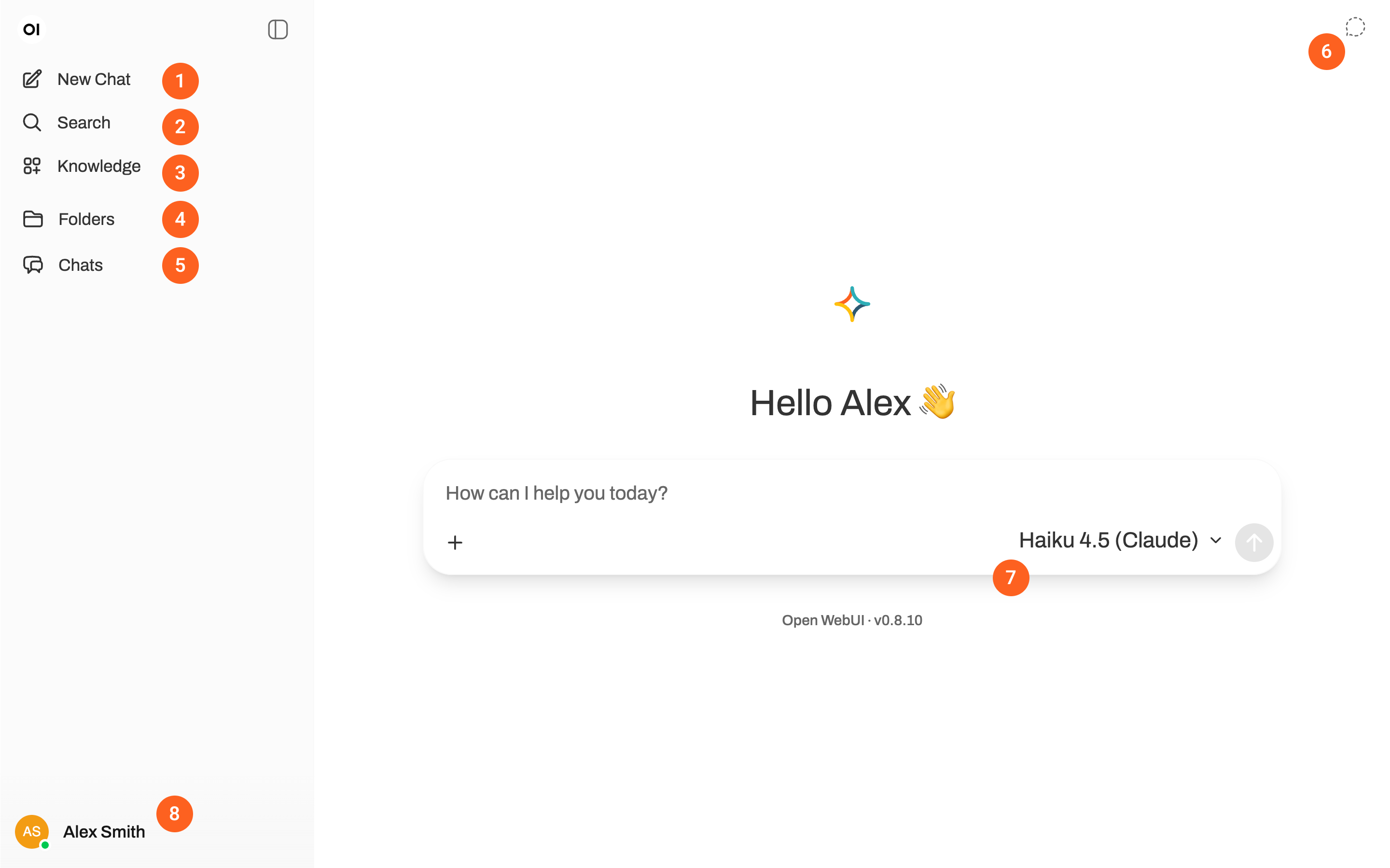 Annotated user interface of the Worthwhile Chat tool.