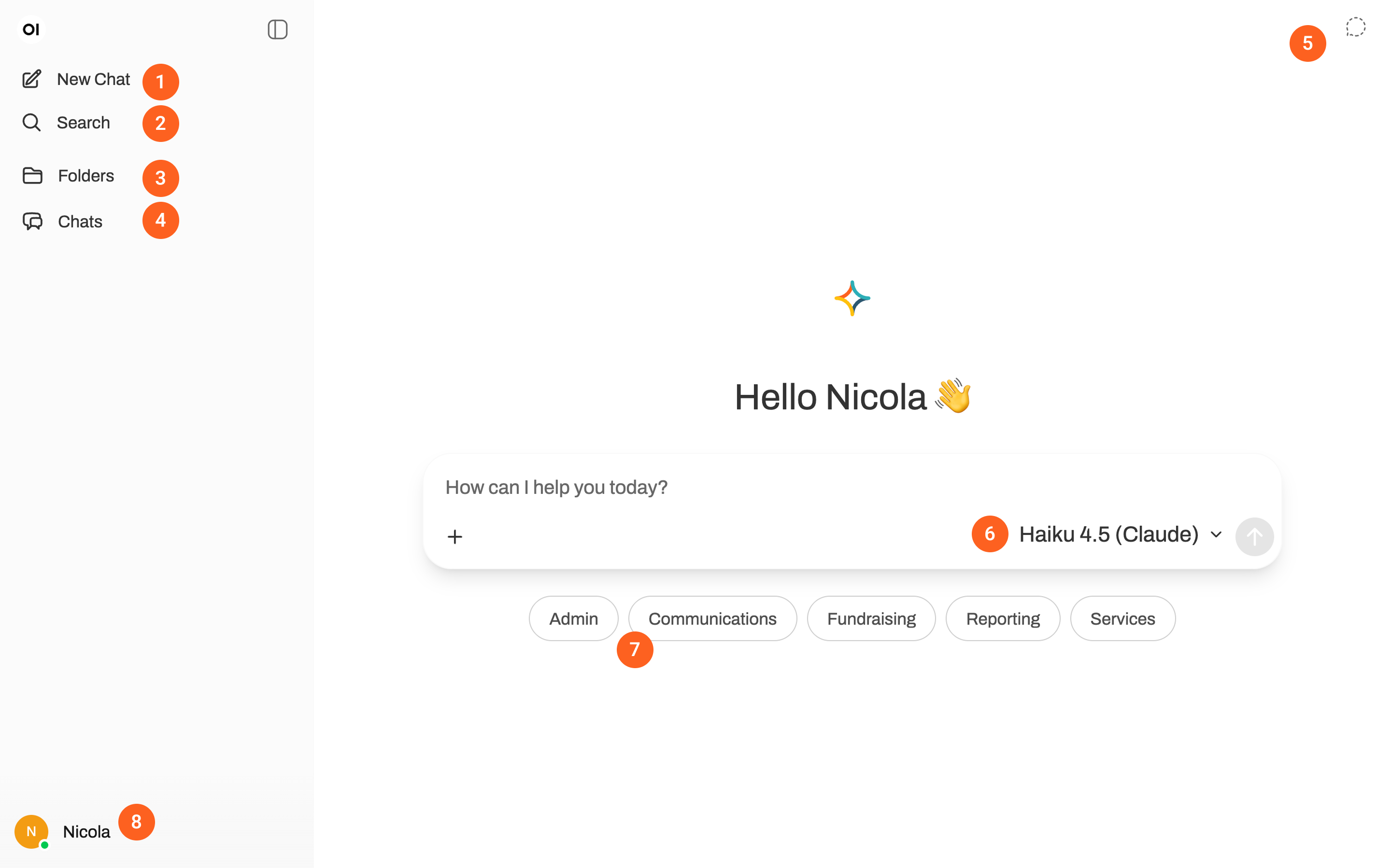 Annotated user interface of the Worthwhile Chat tool.