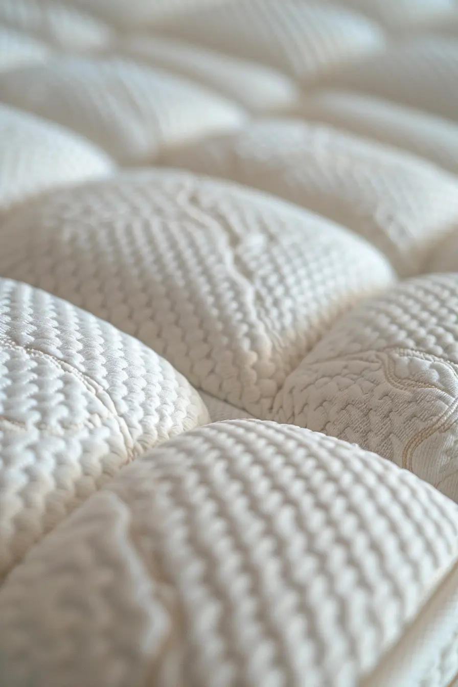 Zoom détaillé d'un matelas blanc propre