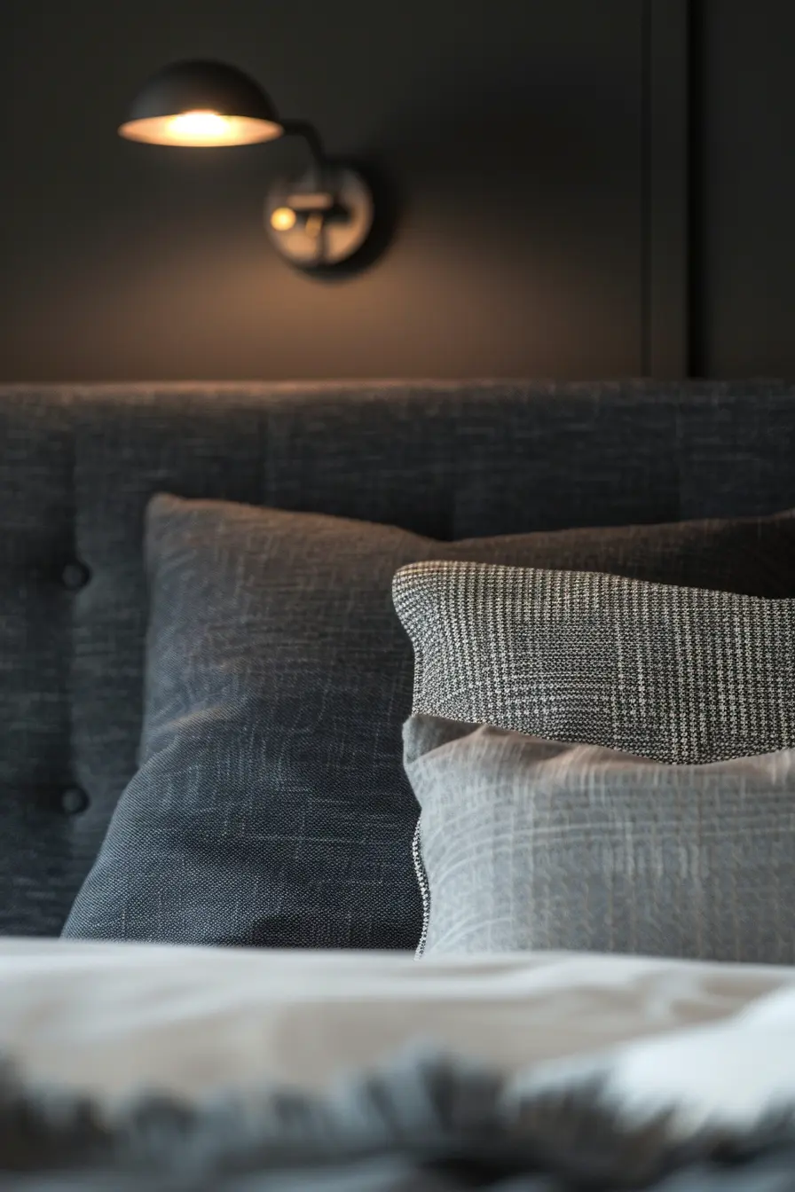 Tête de lit grise et noire