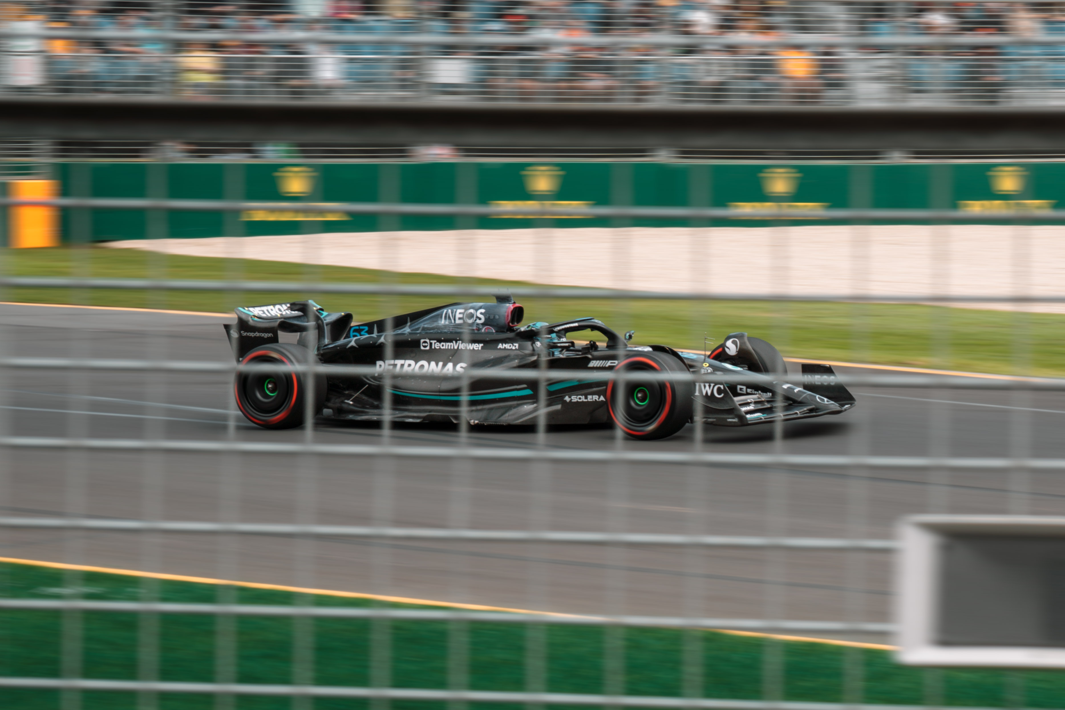 George Russell in his Mercedes at the 2023 Australian F1 Grand Prix