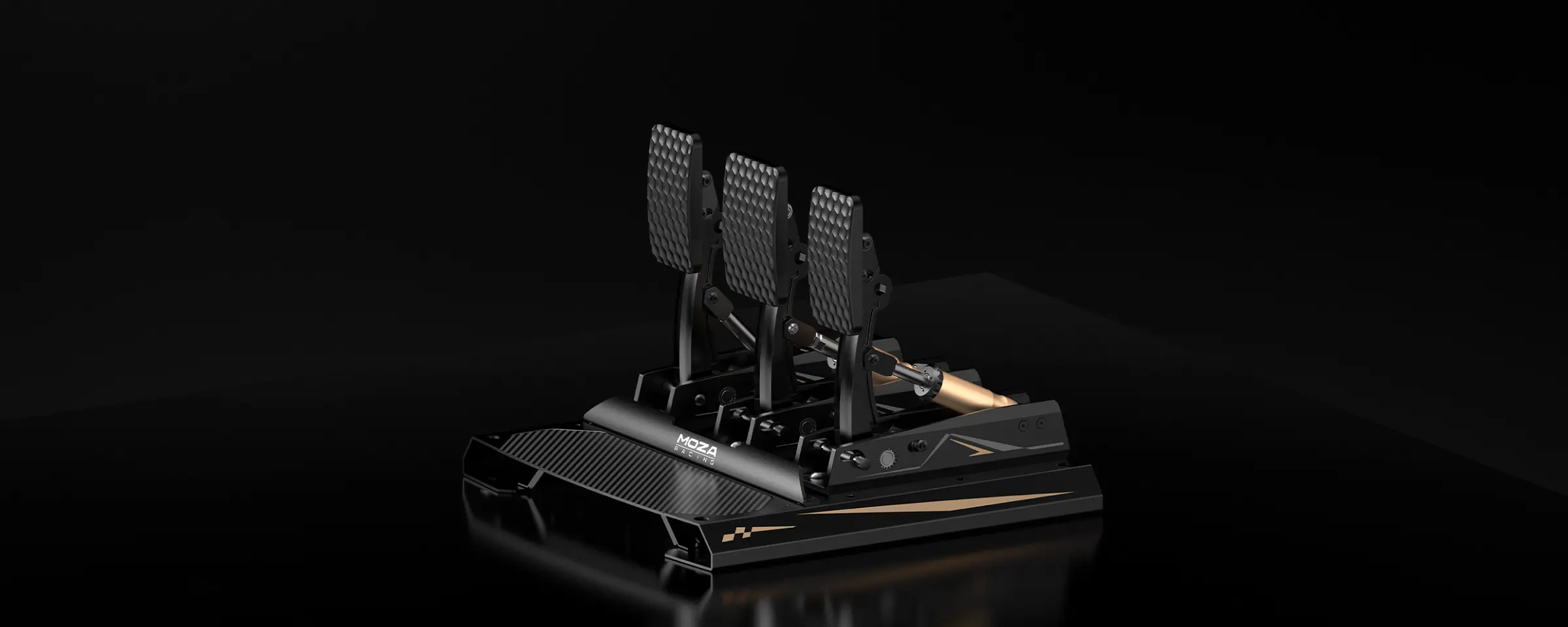 Moza CRP2 Load Cell pedal set on black background