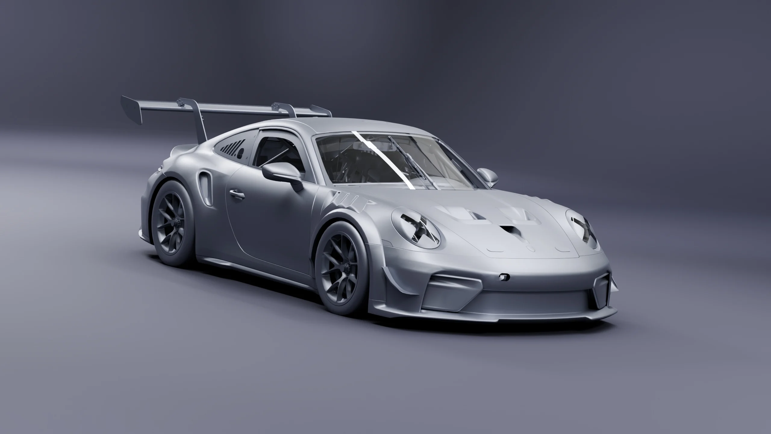 A render of the new Porsche Cup 992.2 car without a livery.