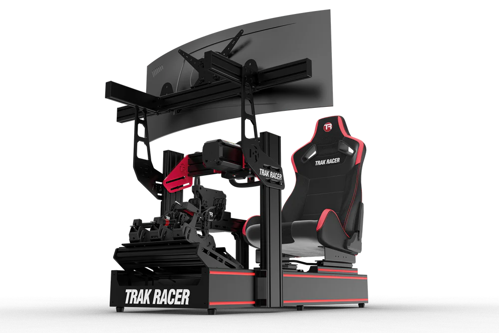 Trak Racer TR160 V5 simulator featured with a monitor and seat