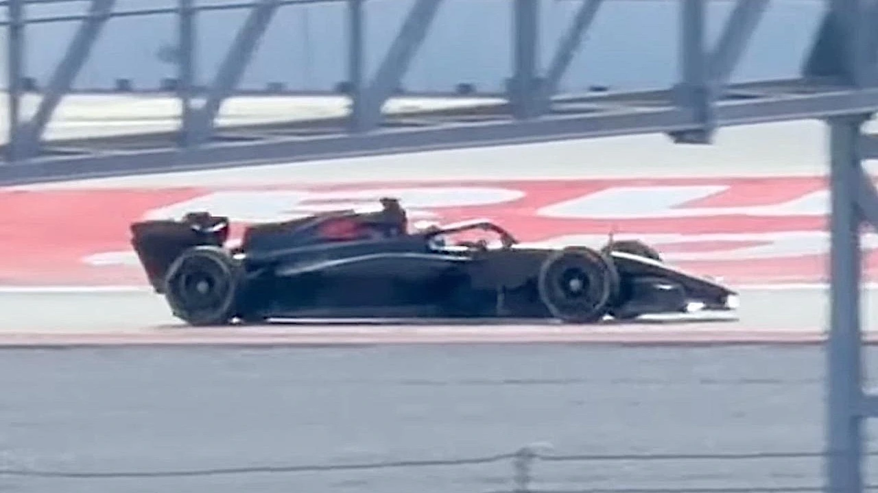 Audi's R26 F1 car at the shakedown in Barcelona.