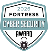 Shield-shaped badge reading "2026 Fortress Cyber Security Award."