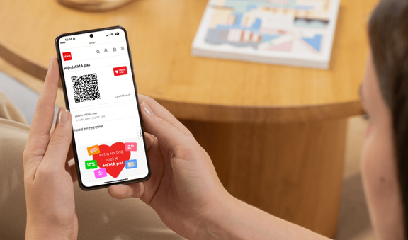 A smartphone showing HEMA's loyalty program