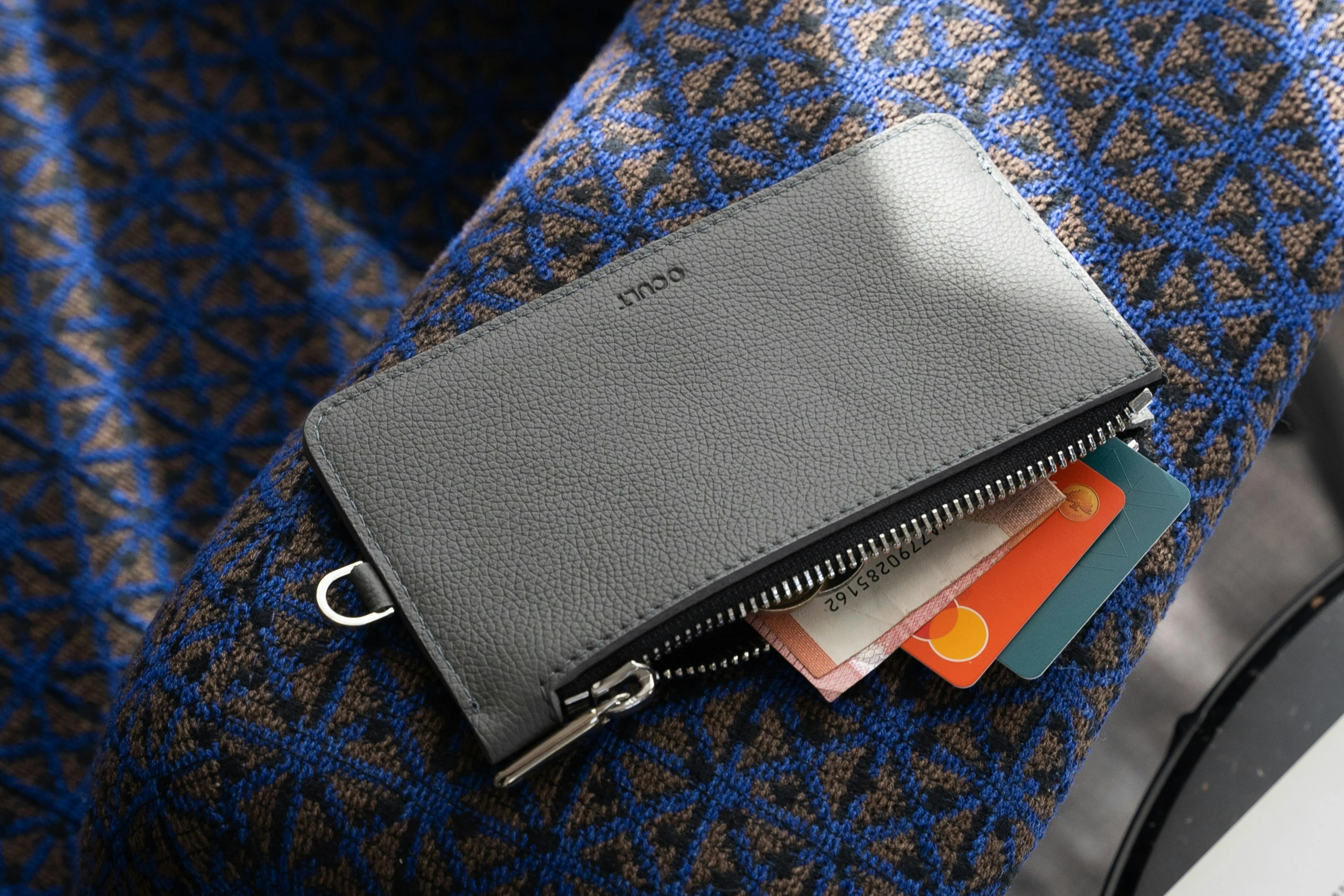 A wallet with cards
