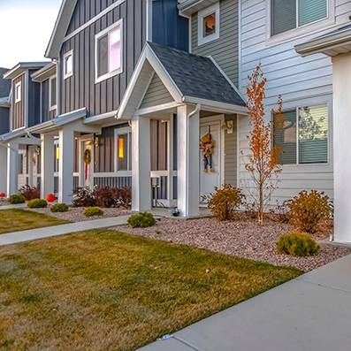 Row of modern suburban homes similar in style to those found in Terrace Heights, Yakima County, Washington, representing quality rental housing.