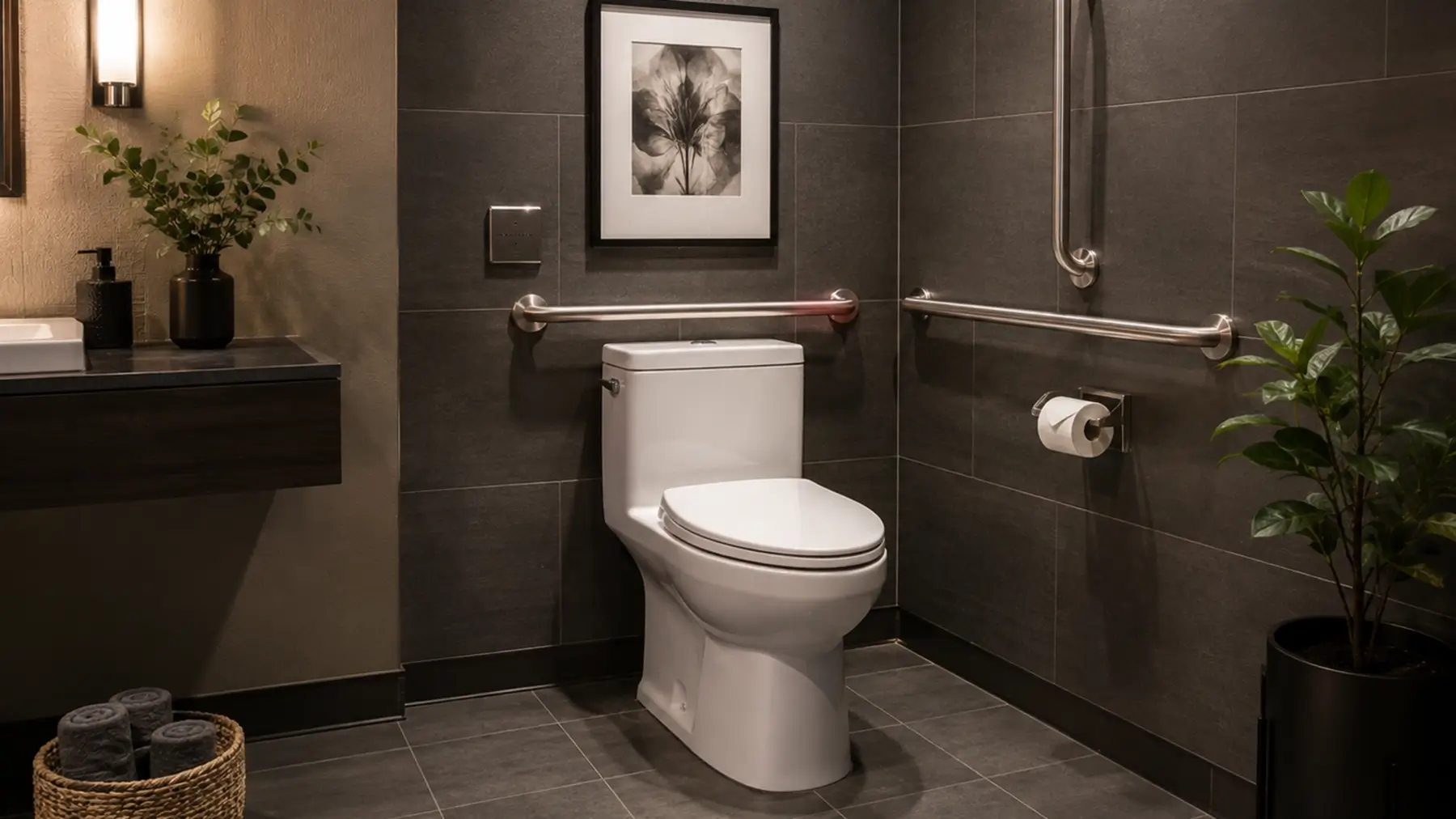Comfort-height ADA-compliant toilet installed in an accessible Yakima bathroom