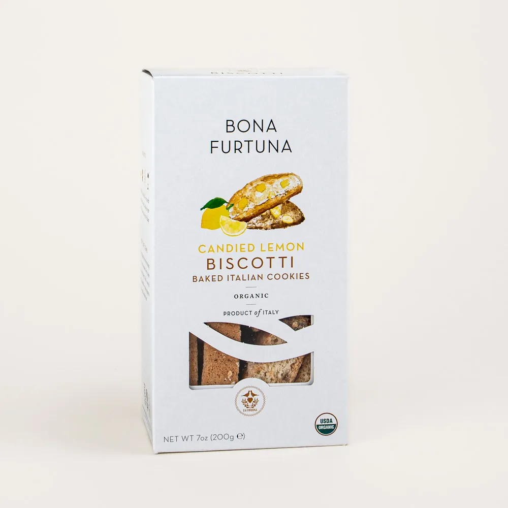 Candied lemon biscotti made in Italy with Sicilian lemons