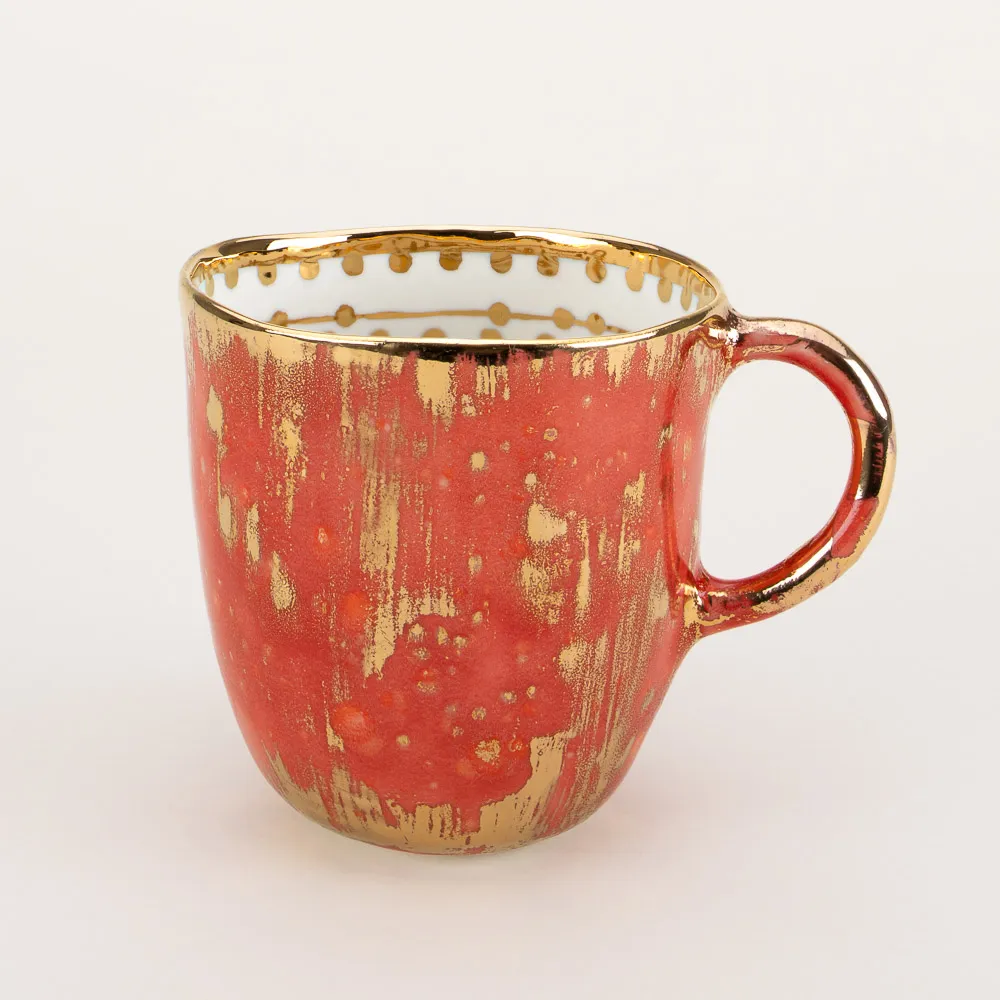 Wheel-thrown coffee mug made in Italy by Coralla Mauiri inspired by Roman antiquity with a playful interpretation