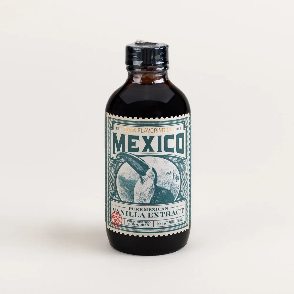 Organic vanilla extract from Mexico generously extracted using twice the standard vanilla beans per fluid ounce
