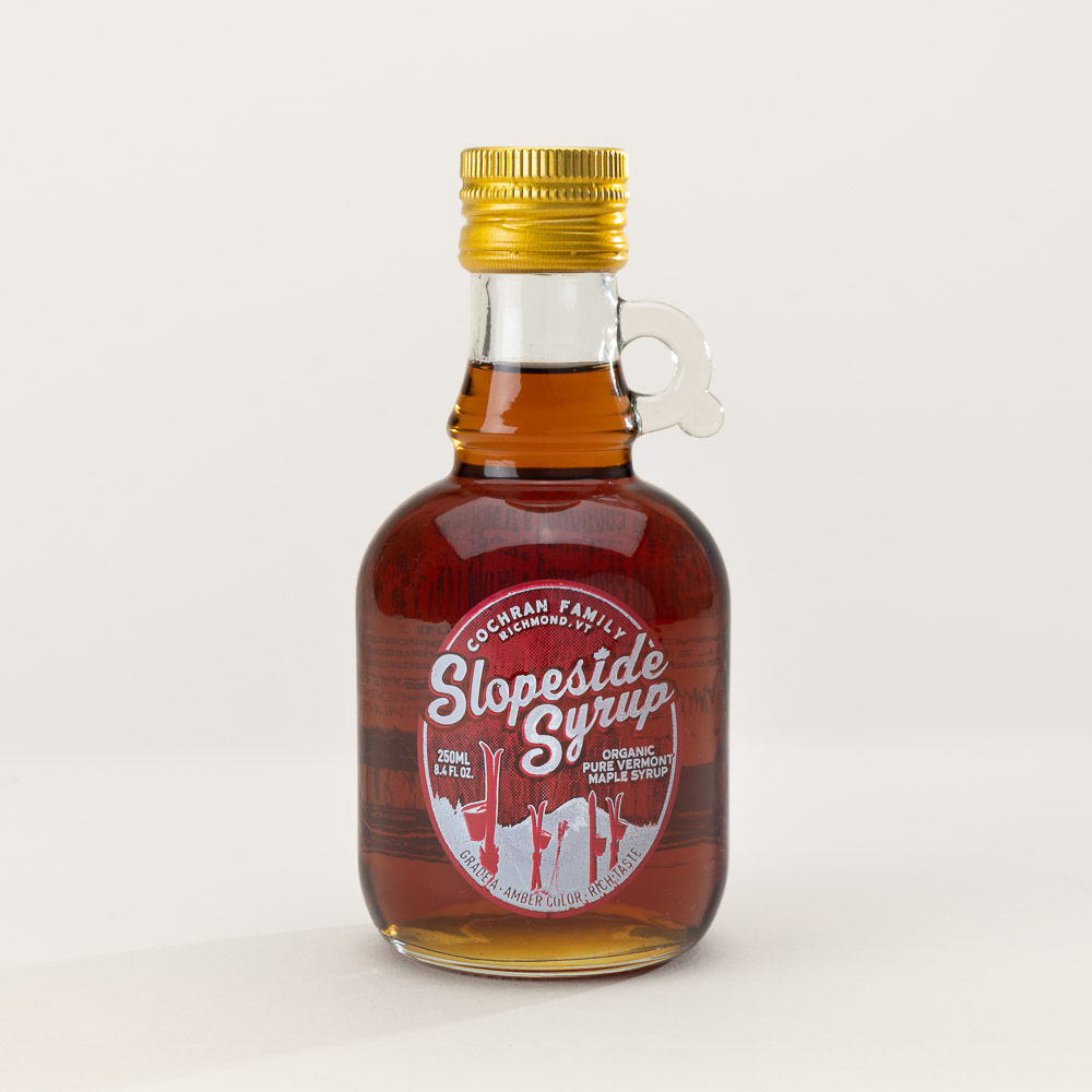 Vermont organic amber maple syrup from the second sap run of the sugaring season