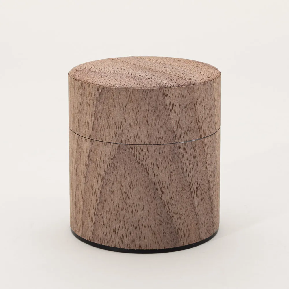 Japanese tea canister wrapped in natural walnut for storing tea and matcha