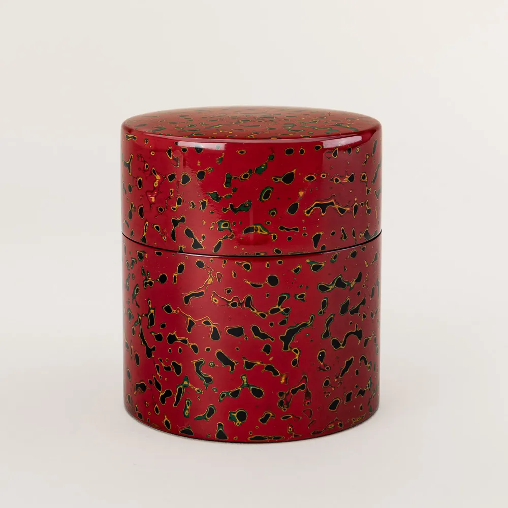Handmade Kara-nuri chazutsu in the Tsugaru-nuri tradition by Kobayashi Lacquerware