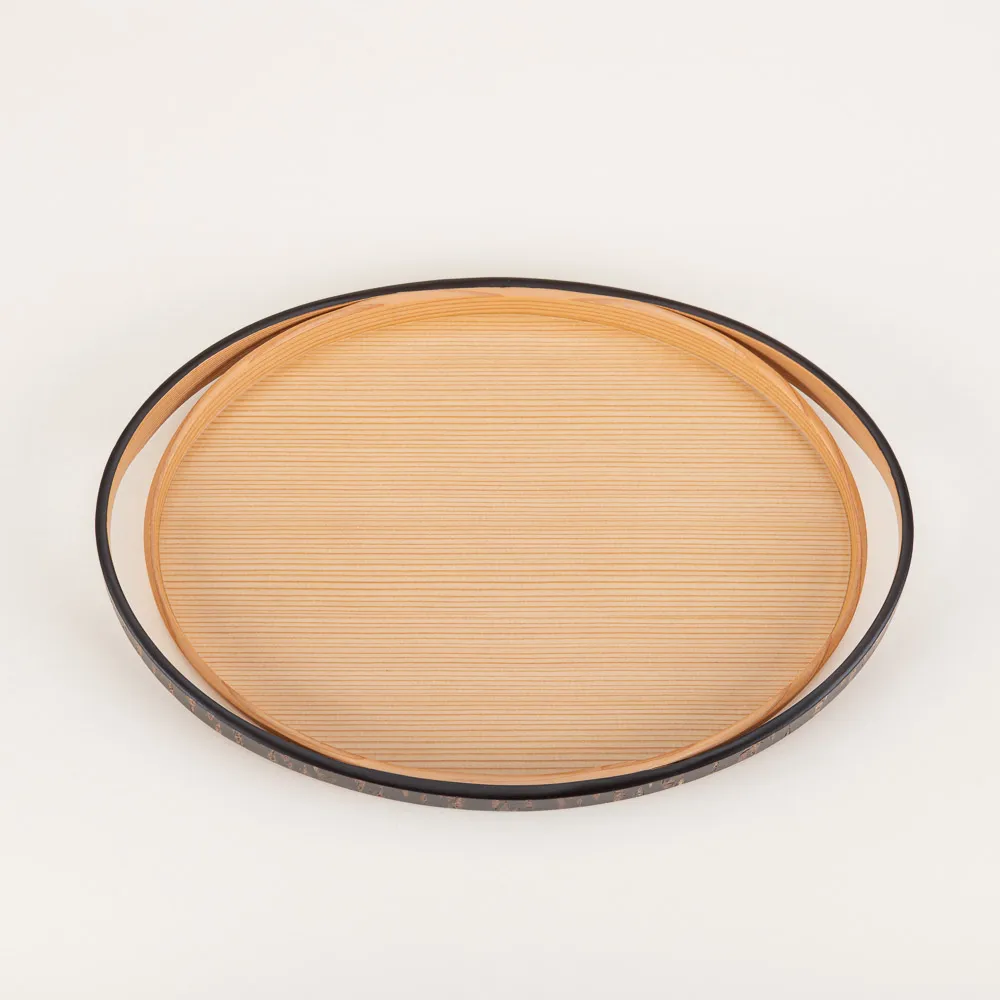 Traditionally crafted kasanegasane tea tray in the magewappa style designed by Yukio Hashimoto in Daisen, Japan 