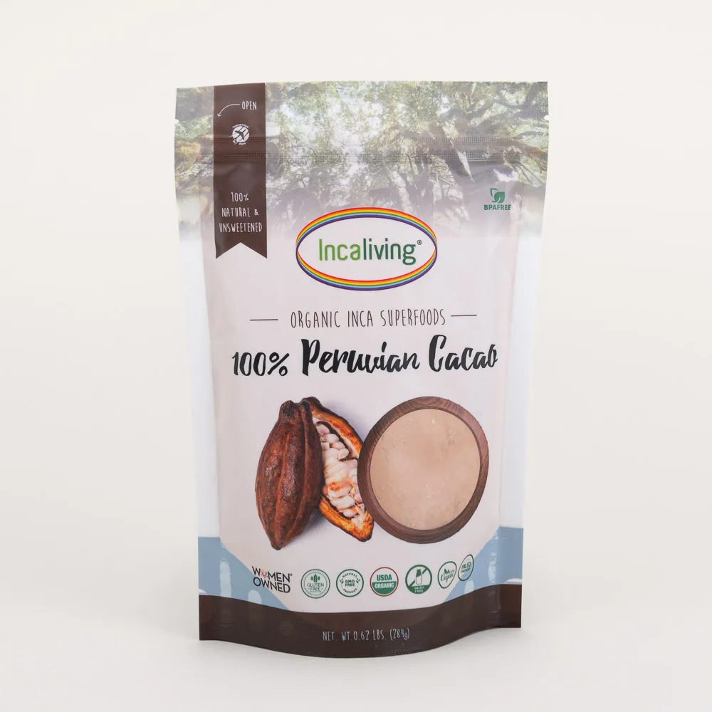 Finely ground organic whole bean cacao from the foothills of the Andes
