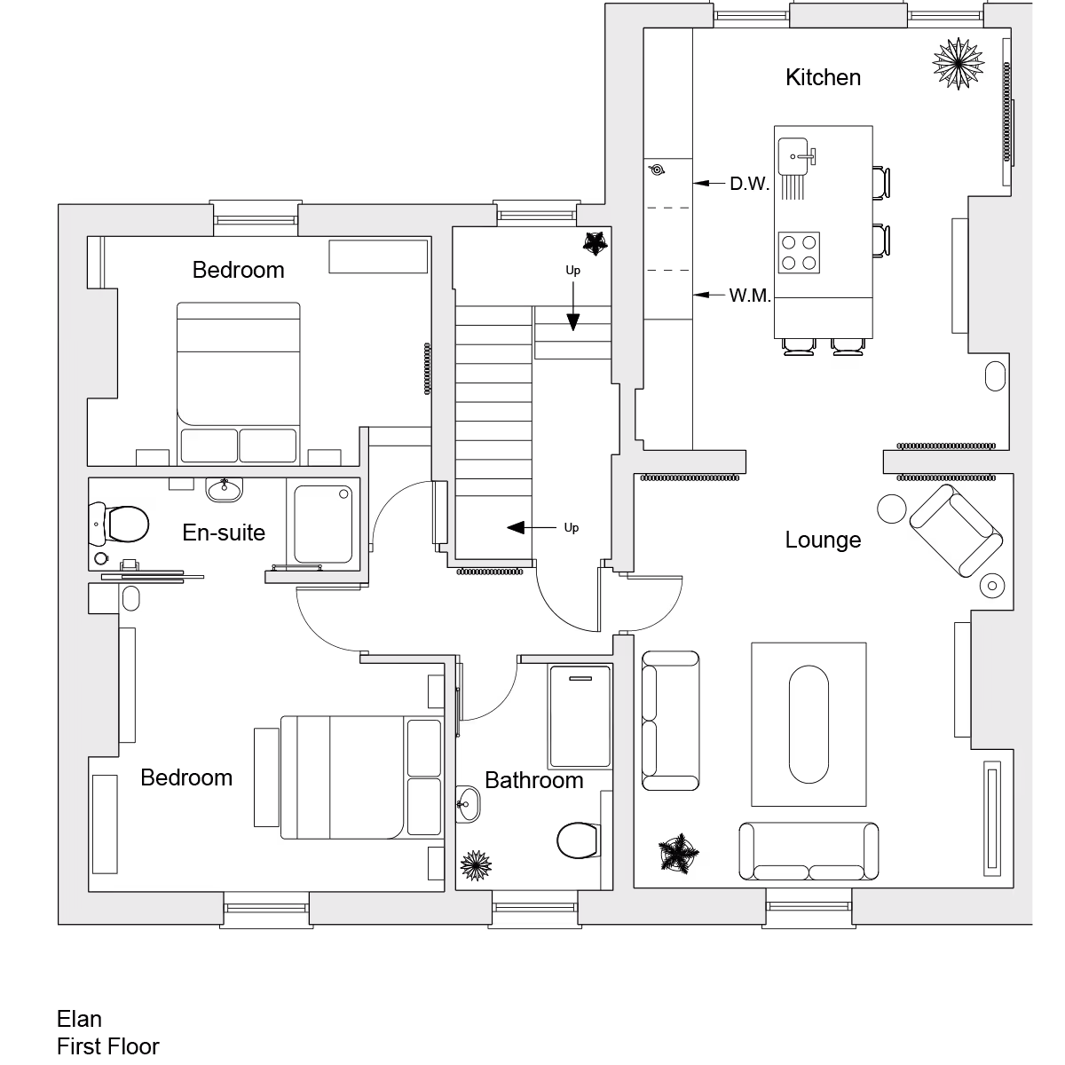 Floor plan illustrating a layout with labeled rooms including Living Room, Kitchen, Dining Room, Bedroom, and Bath.