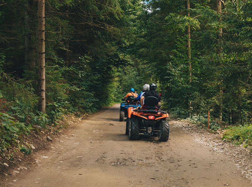 ATVs riding on a trail