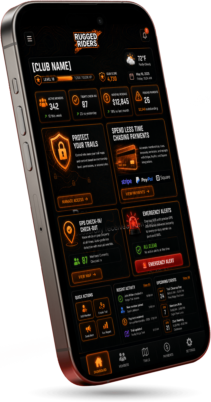 Rugged Riders App Clubs mockup