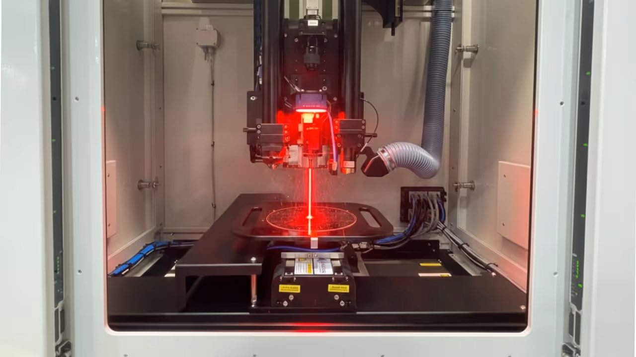 Custom high precision laser engraving system for precise marking on product.